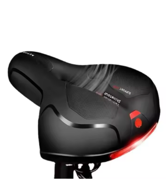 Rieba® Rieba® Fietszadel - Zadel Fiets Ergonomisch - Met Gelpads - Tegen Zadelpijn - Met Ventilatie - Inclusief Zadelstrop - Extra Comfortabel - Vering - Met Reflectiestreep Extra Veilig - Unisex - Zwart/Rood