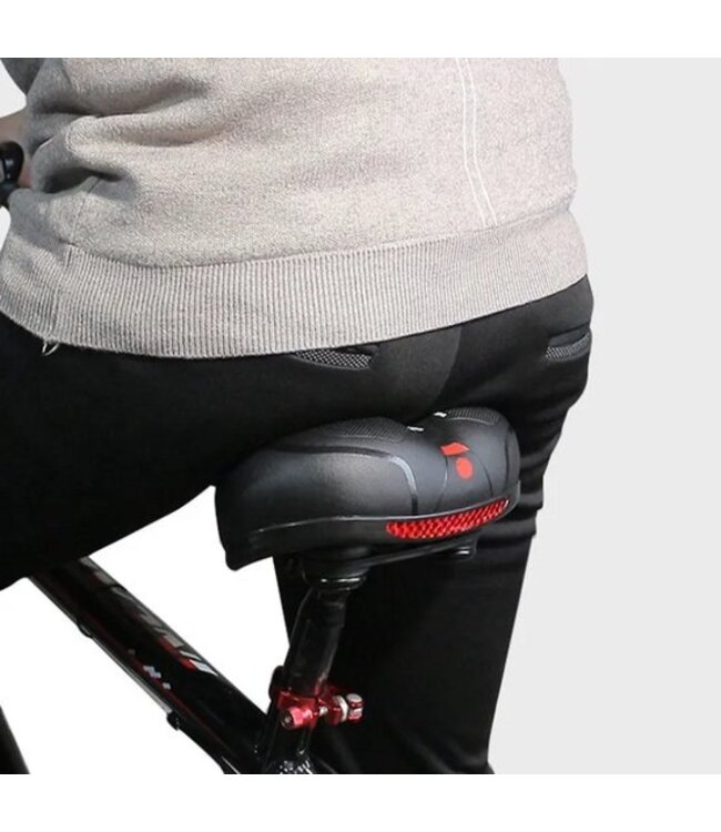 Rieba® Fietszadel - Zadel Fiets Ergonomisch - Met Gelpads - Tegen Zadelpijn - Met Ventilatie - Inclusief Zadelstrop - Extra Comfortabel - Vering - Met Reflectiestreep Extra Veilig - Unisex - Zwart/Rood