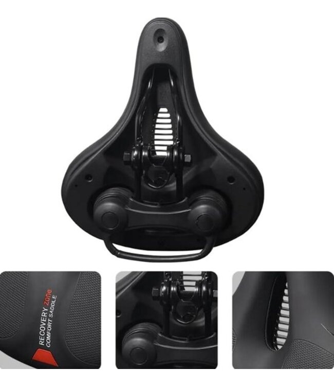 Rieba® Fietszadel - Zadel Fiets Ergonomisch - Met Gelpads - Tegen Zadelpijn - Met Ventilatie - Inclusief Zadelstrop - Extra Comfortabel - Vering - Met Reflectiestreep Extra Veilig - Unisex - Zwart/Rood