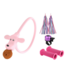 Rieba® Fietsslot 4-delige Meisjes Set - Kinderslot voor Kinderfiets - Inclusief Fietsbel - Stuurslingers & Handvatten - Accessoires voor Kinderen - Fiets Kind - Roze / Paars