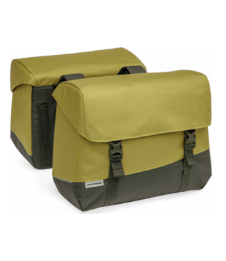 New Looxs New Looxs ® Oslo Joli Double - Dubbele Fietstas - Geschikt voor elke Bagagedrager - Ook voor Electrische Fietsen - 100% Gerecycled Polyester - Stevig, Ruim en Vormvast - 37L - Olive-Yellow