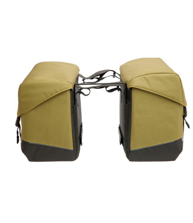 New Looxs ® Oslo Joli Double - Dubbele Fietstas - Geschikt voor elke Bagagedrager - Ook voor Electrische Fietsen - 100% Gerecycled Polyester - Stevig, Ruim en Vormvast - 37L - Olive-Yellow