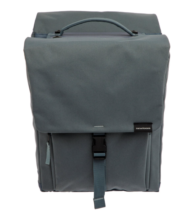 New Looxs ® Tulum Double MIK - Dubbele Fietstas - 100% Gerecycled Polyester - Geschikt voor Elektrische Fietsen - Voor MIK-Bagagedrager - Afneembare Fietstas - 32 Liter - Grey-Green