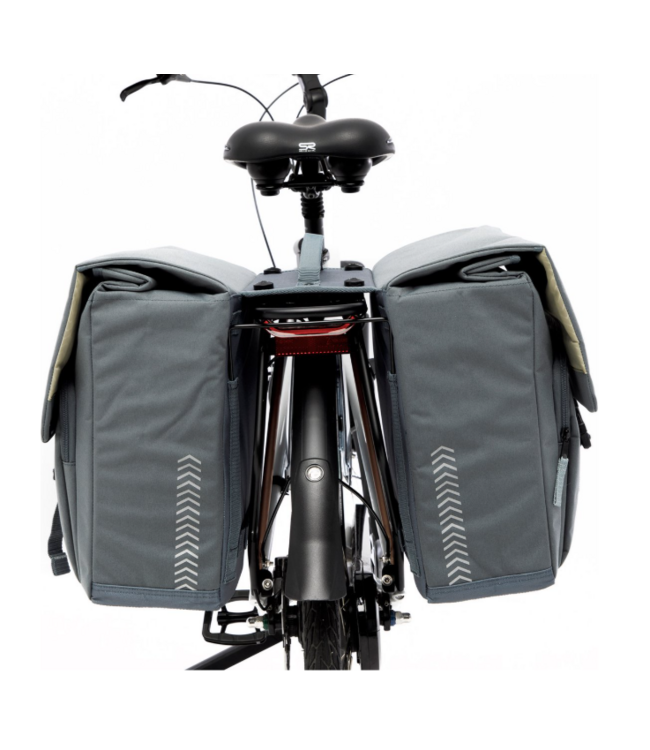 New Looxs ® Tulum Double MIK - Dubbele Fietstas - 100% Gerecycled Polyester - Geschikt voor Elektrische Fietsen - Voor MIK-Bagagedrager - Afneembare Fietstas - 32 Liter - Grey-Green