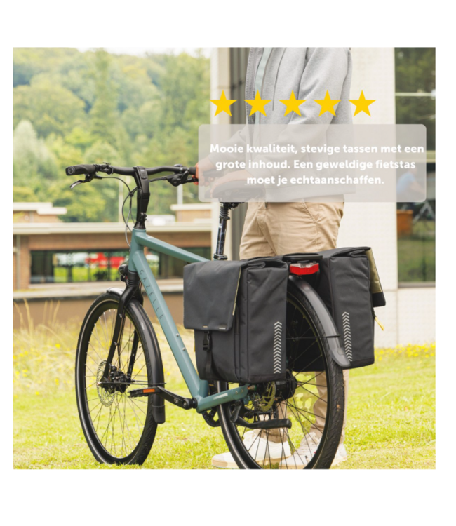 New Looxs ® Tulum Double MIK - Dubbele Fietstas - 100% Gerecycled Polyester - Geschikt voor Elektrische Fietsen - Voor MIK-Bagagedrager - Afneembare Fietstas - 32 Liter - Grey-Green