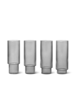 Ferm Living Ferm Living Ripple Longdrinkglas - Set van 4 - smoked grey