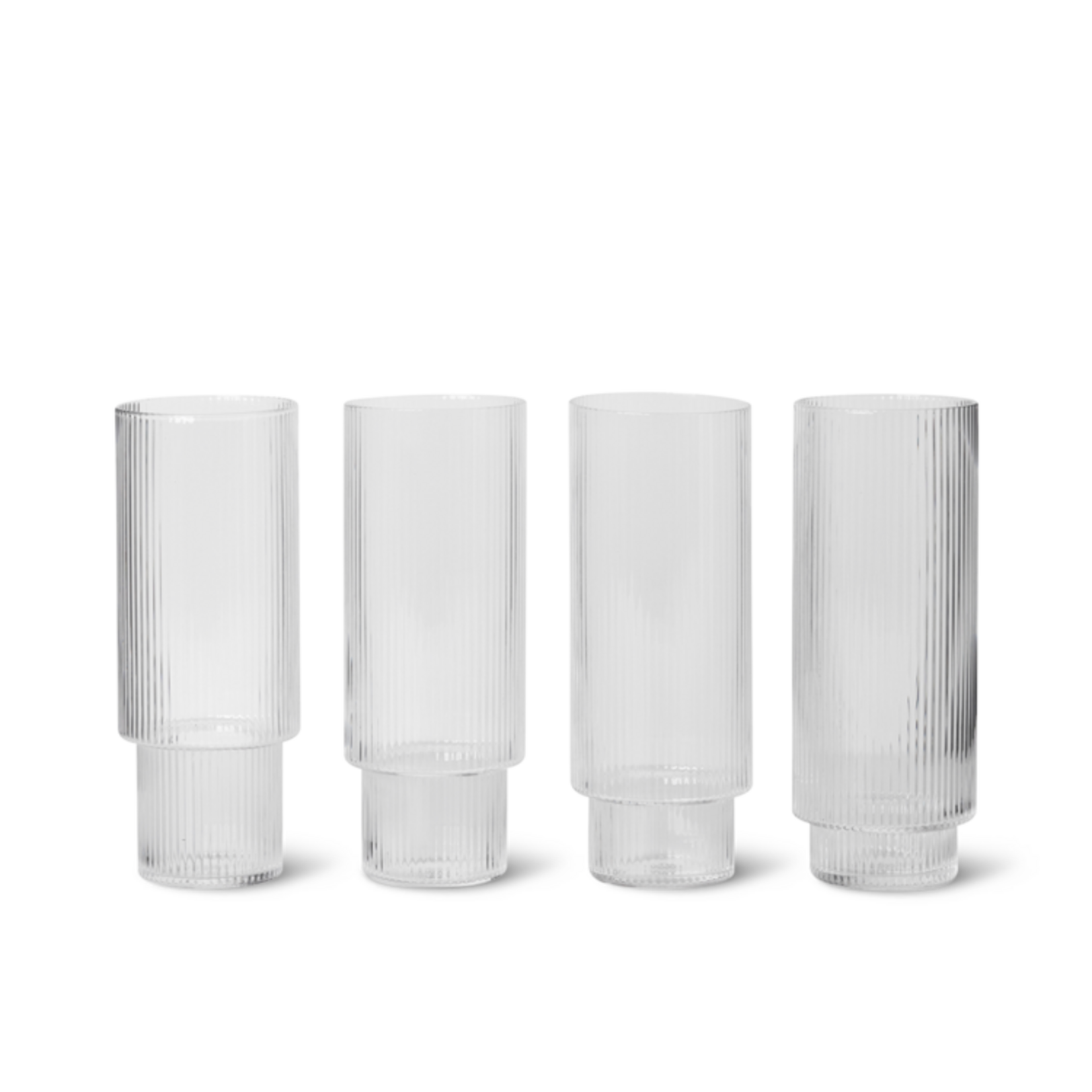 Ferm Living Ferm Living Ripple Longdrinkglas - Set van 4 - helder