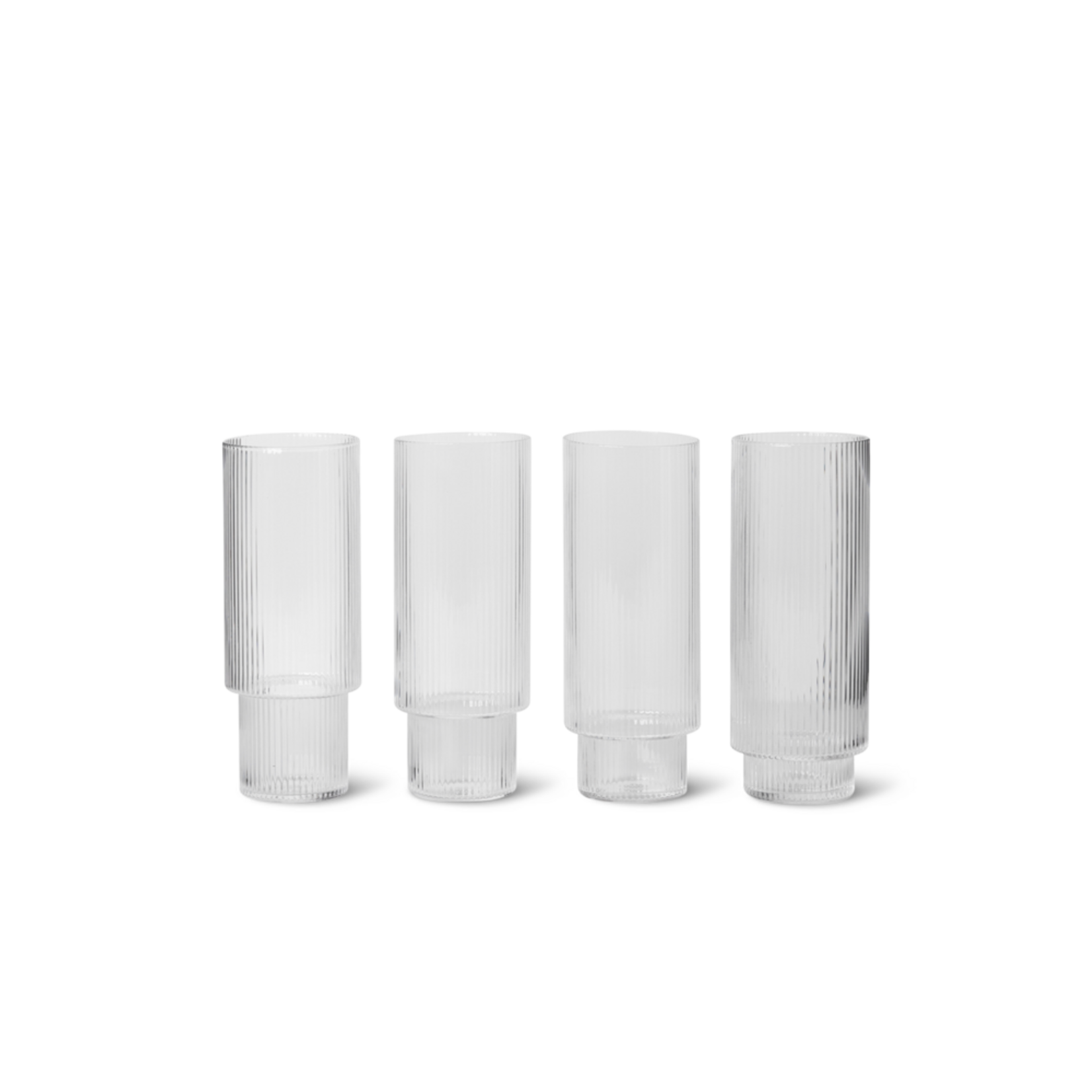 Ferm Living Ferm Living Ripple Longdrinkglas - Set van 4 - helder