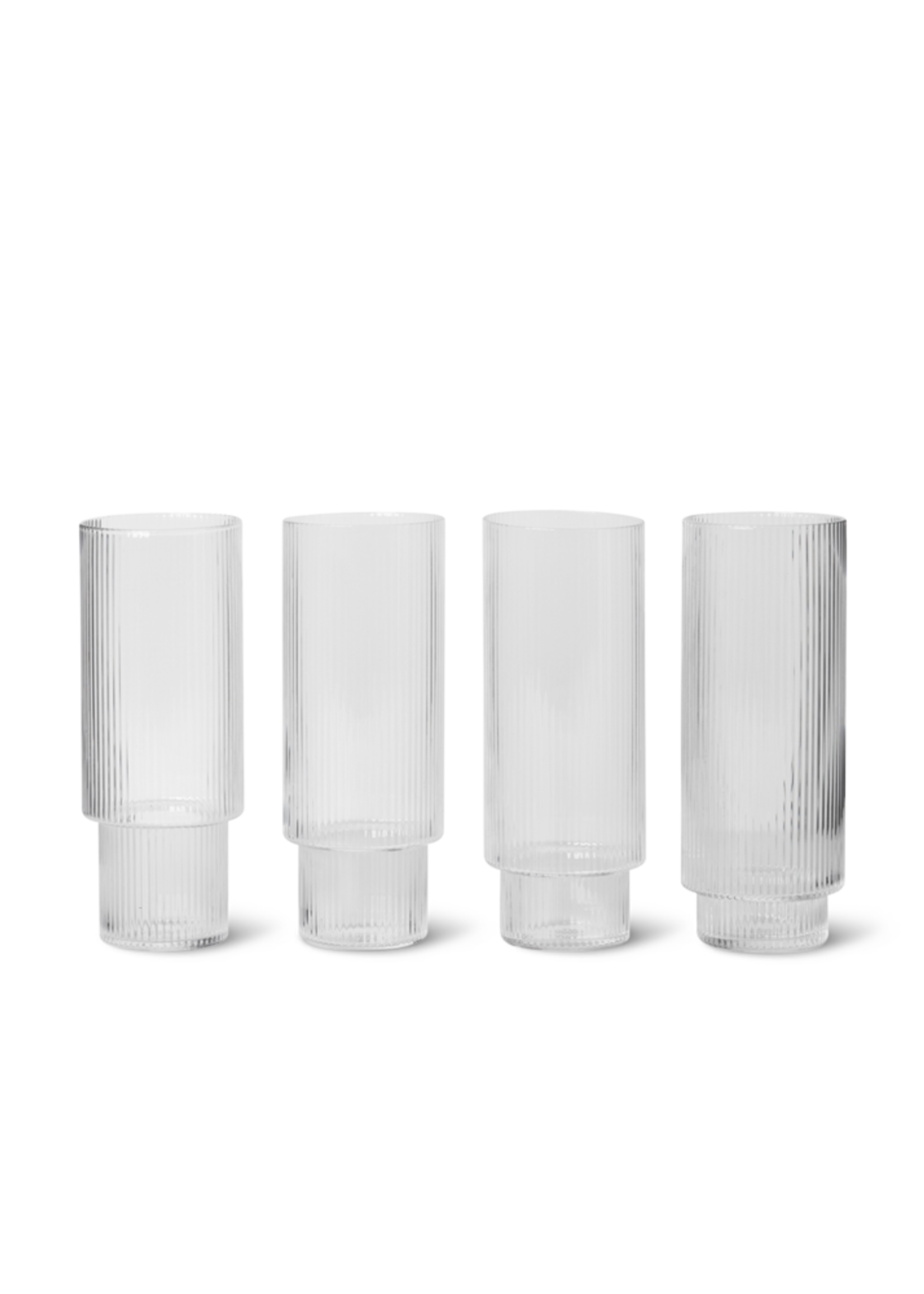 Ferm Living Ferm Living Ripple Longdrinkglas - Set van 4 - helder