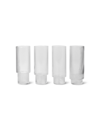 Ferm Living Ferm Living Ripple Longdrink Glass - Set of 4 - transparent