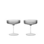 Ferm Living Ferm Living Ripple Champagneglas - Set van 2 - smoked grey