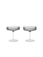 Ferm Living Ferm Living Ripple Champagneglas - Set van 2 - smoked grey