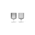 Ferm Living Ferm Living Verres à vin Ripple - Lot de 2 - gris fumé