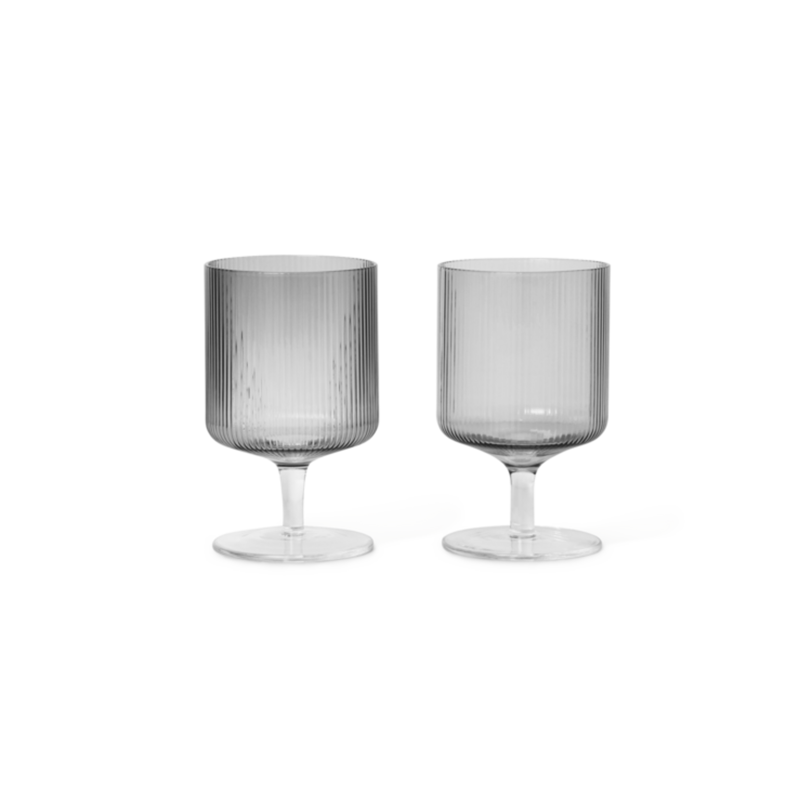 Ferm Living Ferm Living Ripple Wijn Glas - Set van 2 - Smoked Grey
