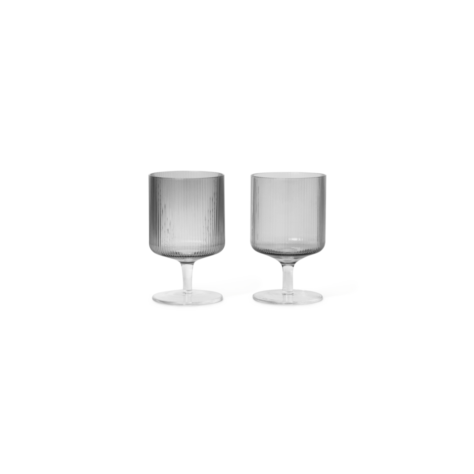 Ferm Living Ferm Living Verres à vin Ripple - Lot de 2 - gris fumé
