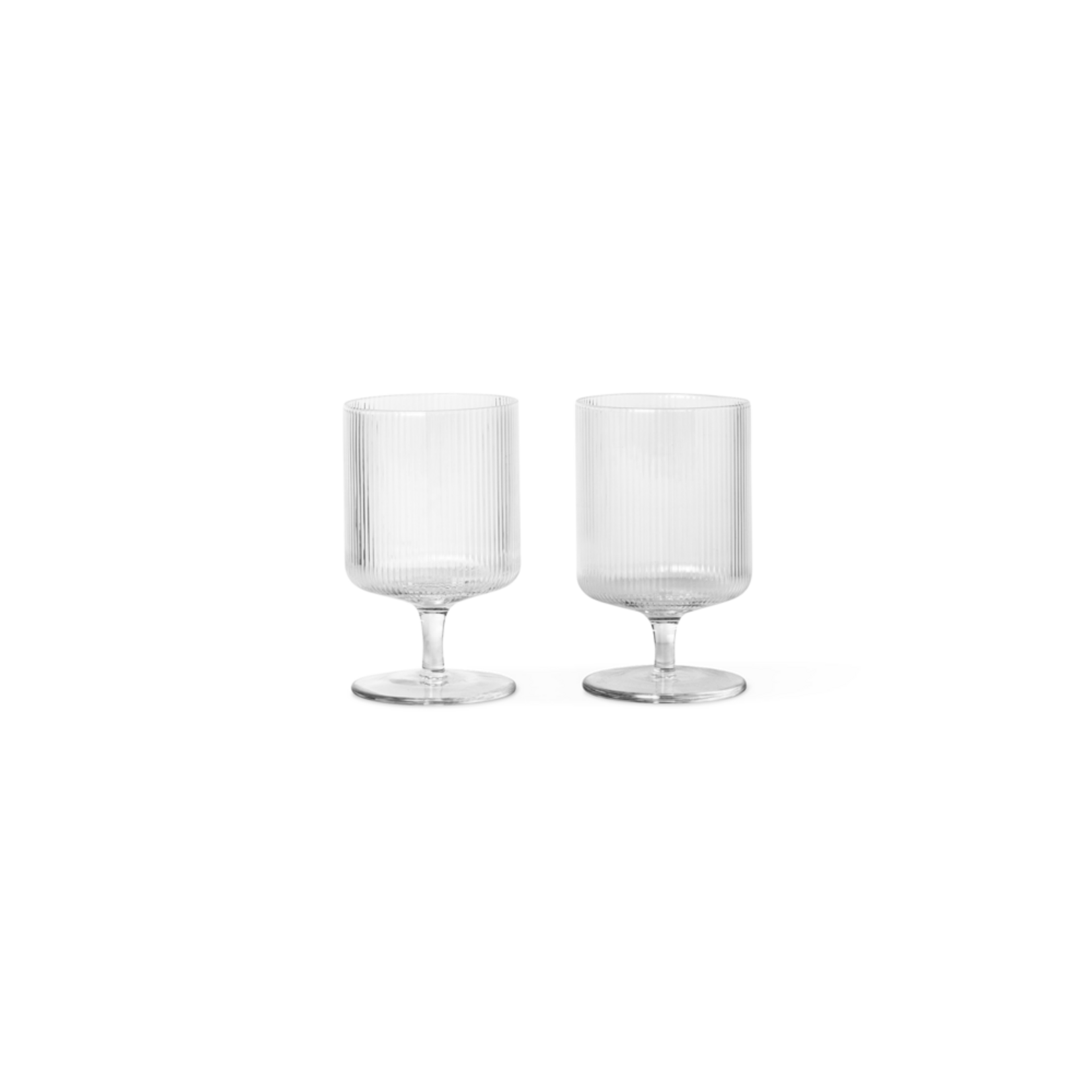 Ferm Living Ferm Living Ripple Wijnglazen- Set van 2 - helder