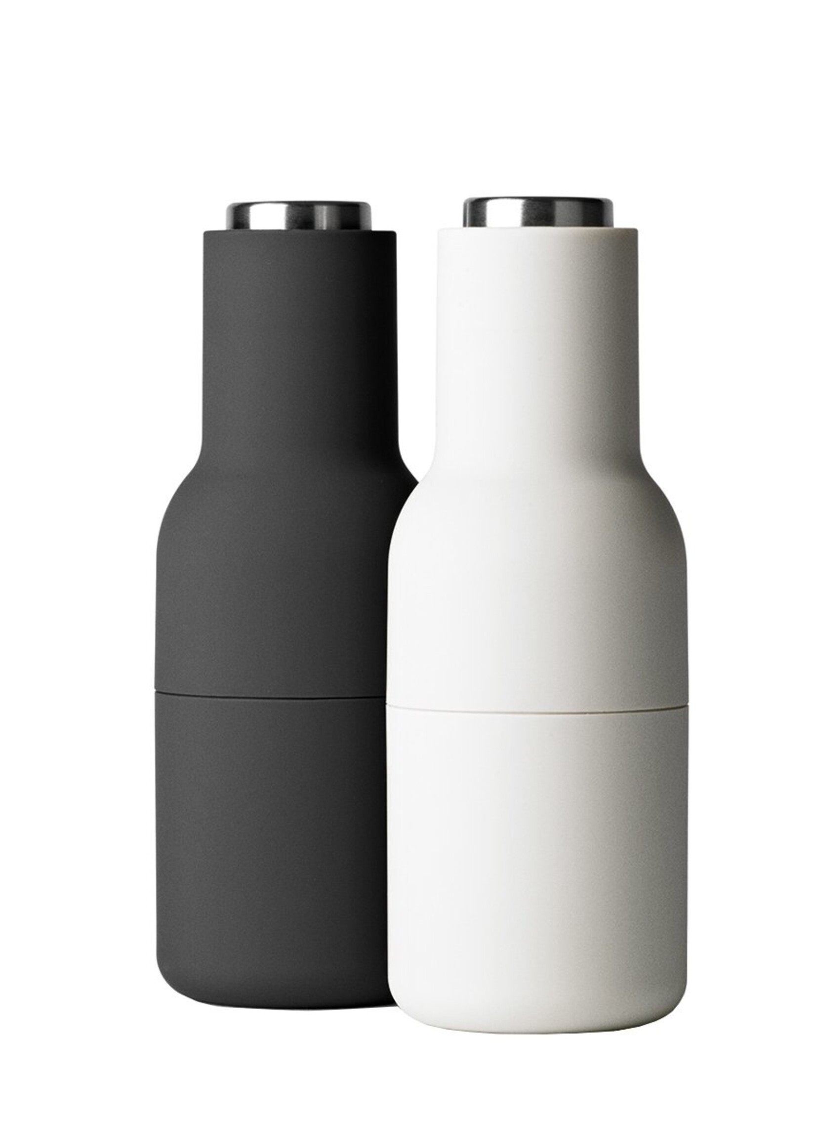 Menu - Bottle Grinder - Peper- & Zoutmolen - Ash/Carbon Steel - Zwart/Lichtgrijs RVS - Set van 2