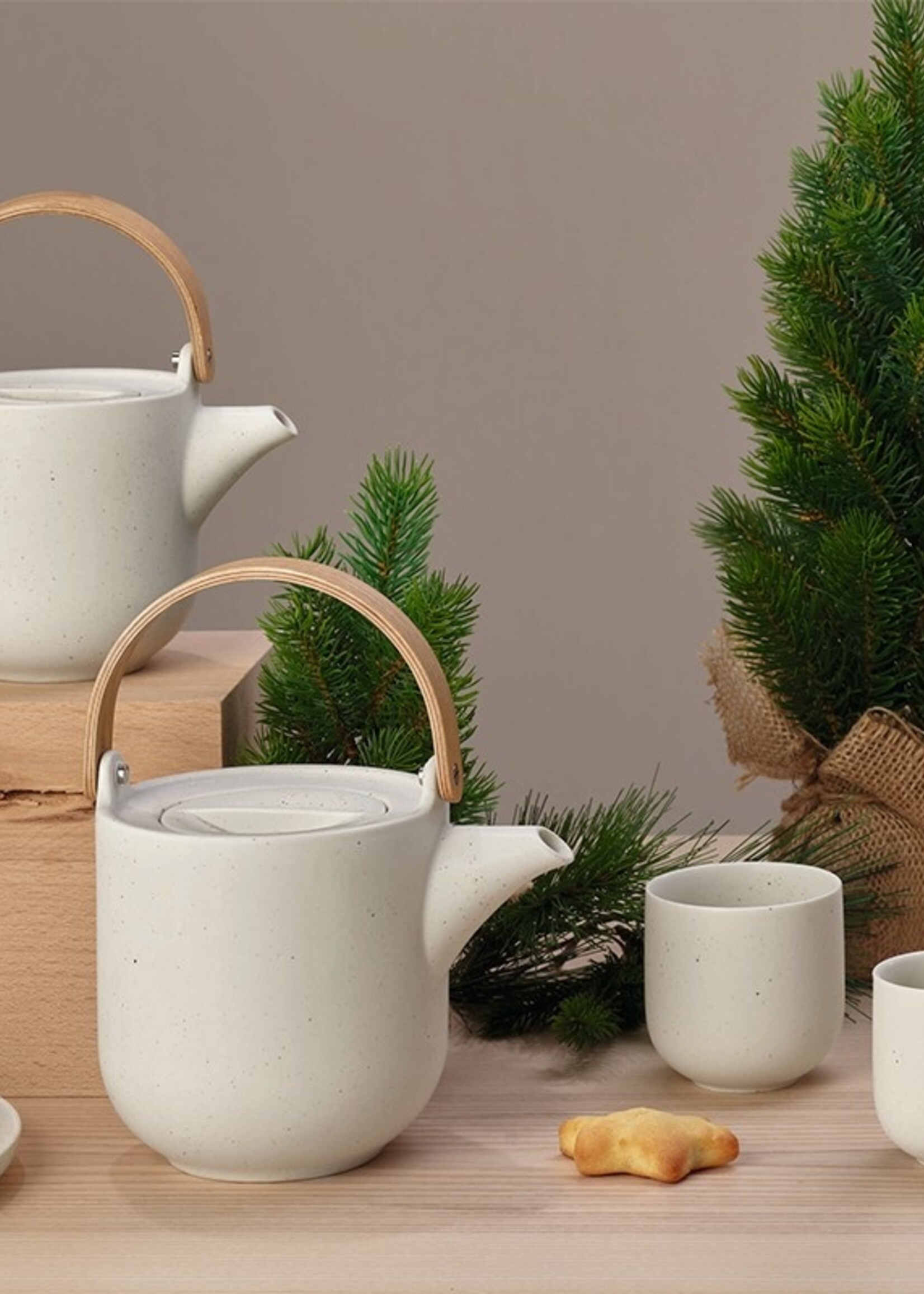 ASA ASA Sencha Theepot met houten handvat Porselein Wit