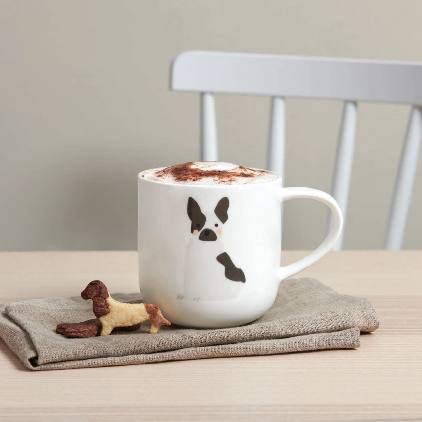 ASA ASA Coppa Katten en Honden Kop Franse Bulldog Porselein Wit