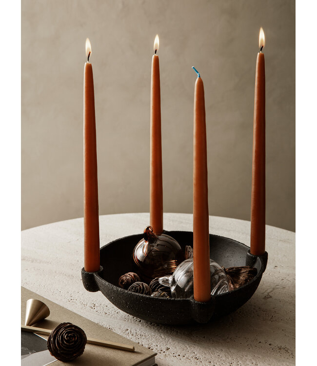 Ferm Living Kaarsen Houder Schaal 27cm  Zwart Keramische