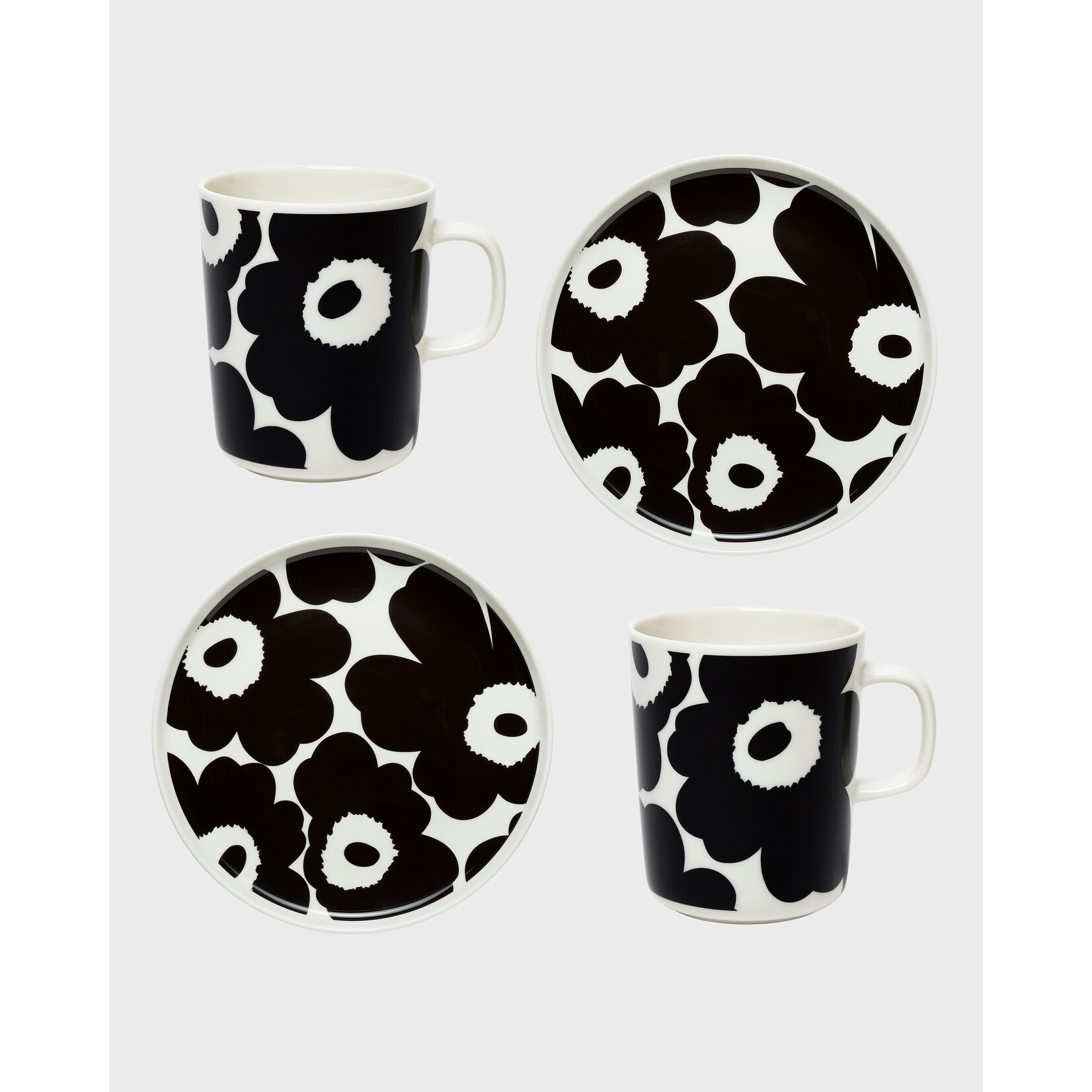 Marimekko Marimekko Oiva / Unikko Set Petit Déjeuner Noir