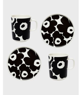 Marimekko Marimekko Oiva / Unikko Set Petit Déjeuner Noir