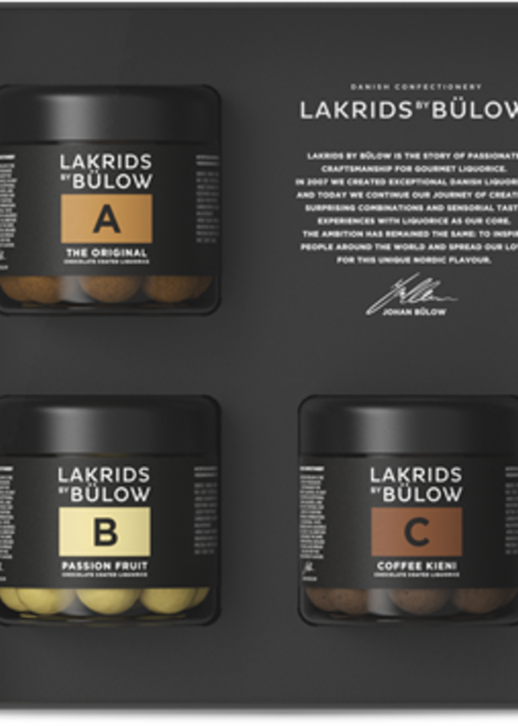 Lakrids Lakrids by Bulow - Drop met Chocolade - Box met 3 smaken - A, B, C
