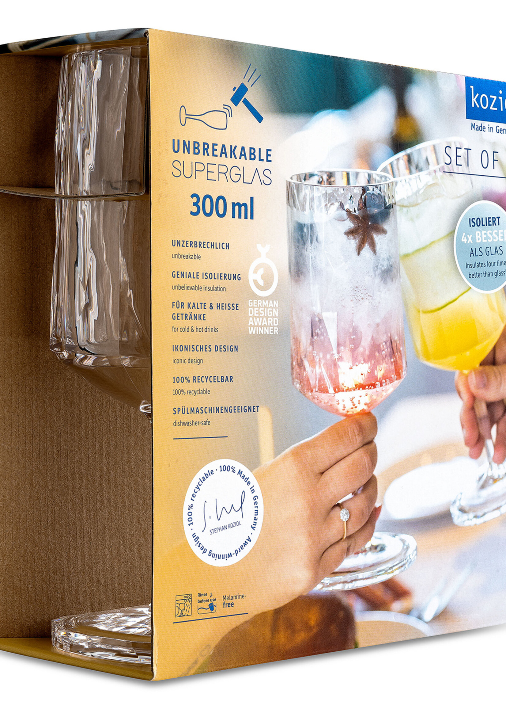 Koziol Koziol - Club No.4 - Super verre - 300ml - Lot de 2 - Cristal clair