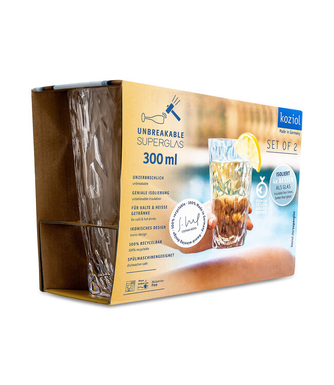 Koziol Koziol - Club No.6 - Super verre - 300ml - Lot de 2 - Cristal clair