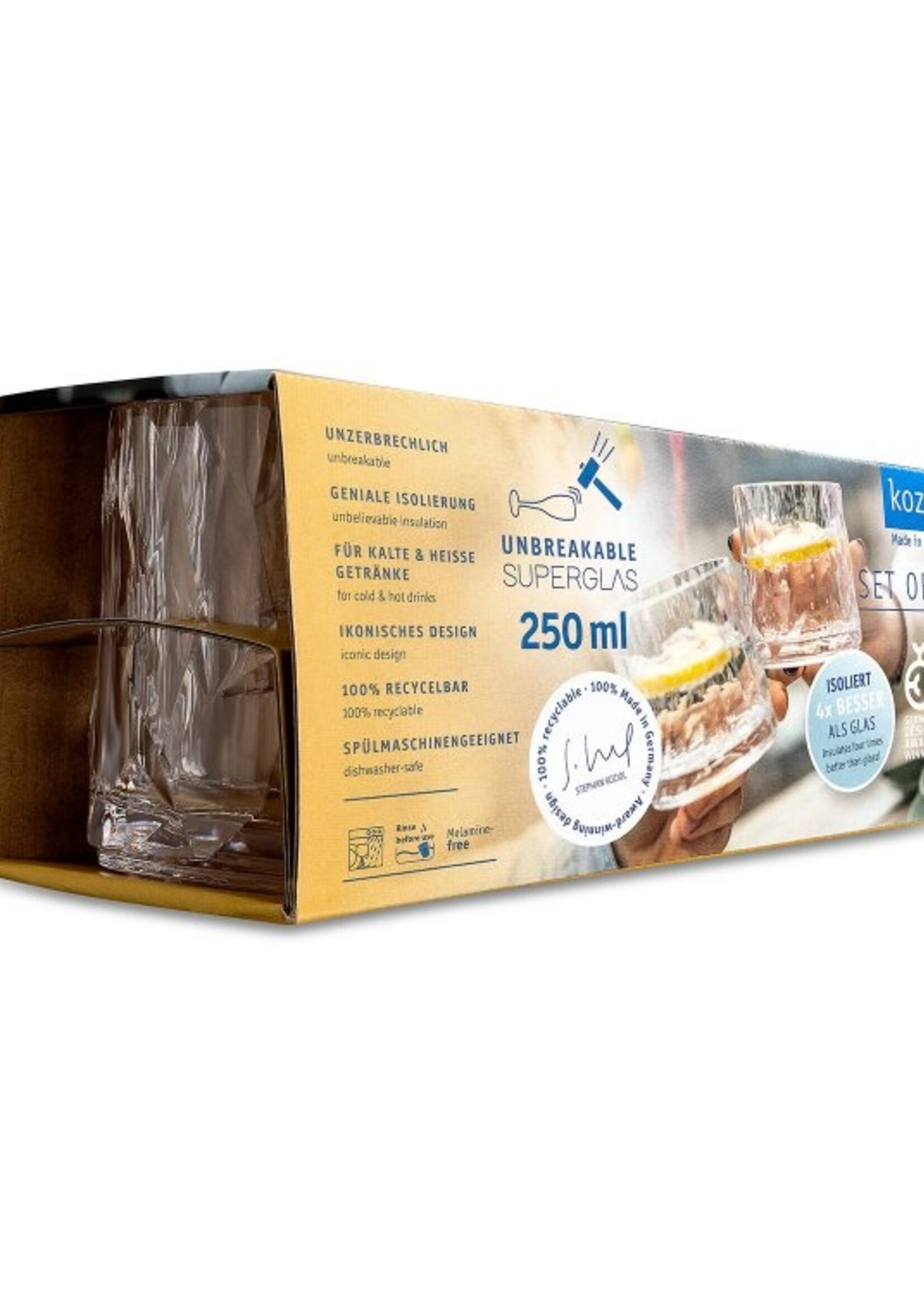 Koziol Koziol - Club No.2 - Super verre - 250ml - Lot de 2 - Cristal Clair