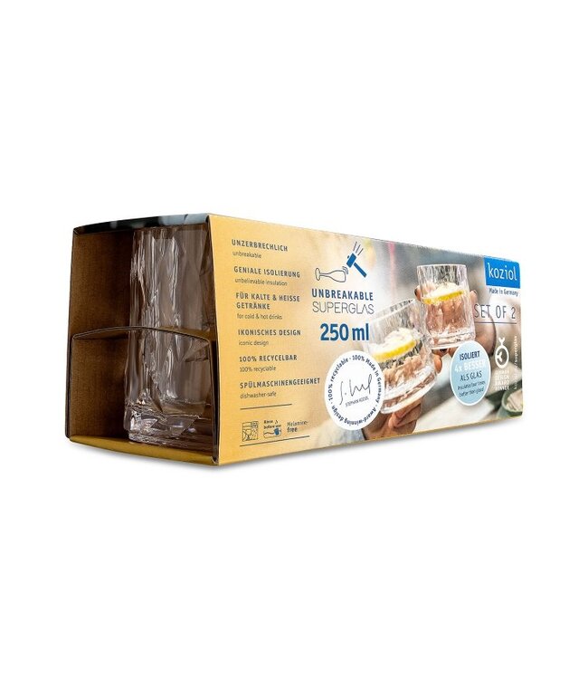 Koziol - Club No.2 - Superglas - 250ml - Set van 2 - Crystal Clear