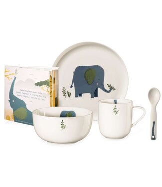 ASA ASA - Kids - 5-delig Kinderservies - Emma Olifant - Porselein - Wit