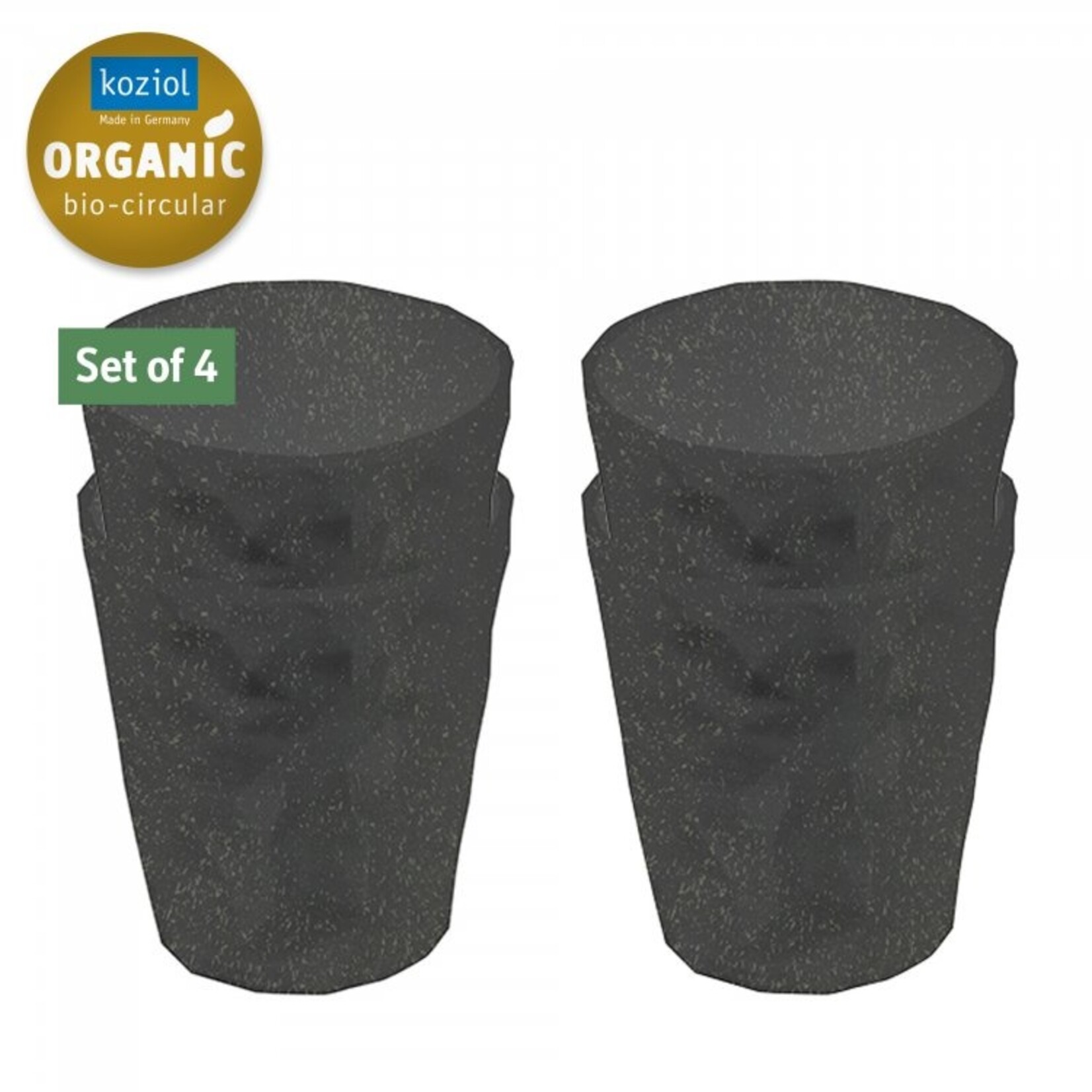 Koziol Koziol - Club S - Drinkglas - 250ml - As grijs - Set van 4