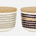 Marimekko Marimekko - Siirtolapuutarha - Kom met deksel - 25cl - set van 2 - beige wijnrood goud