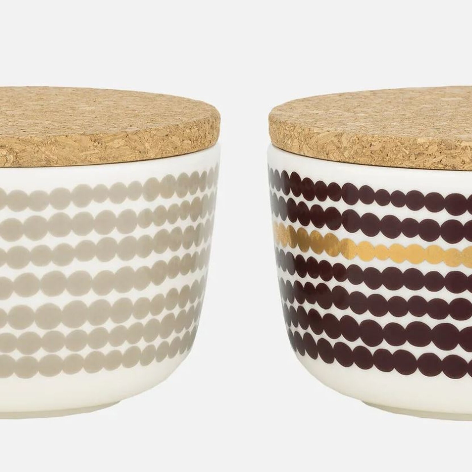 Marimekko Marimekko - Siirtolapuutarha -Bol avec couvercle - 25cl -Ensemble de 2 - beige vin rouge or