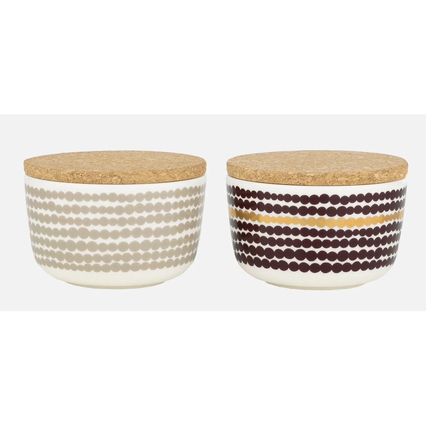 Marimekko Marimekko - Siirtolapuutarha - Kom met deksel - 25cl - set van 2 - beige wijnrood goud