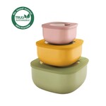 Guzzini Guzzini - STORE&MORE - Set van 3 - ondiepe luchtdichte koelkast/vriezer/magnetron opbergdozen - Groen Geel Roze