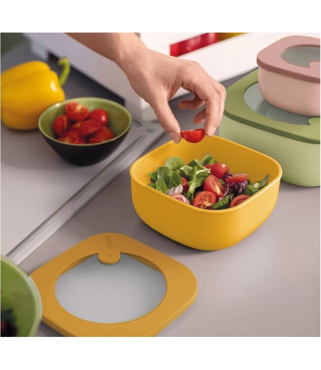 Guzzini - STORE&MORE - Lot de 3 - boîtes de conservation hermétiques pour réfrigérateur/congélateur/micro-ondes - Vert Jaune Rose