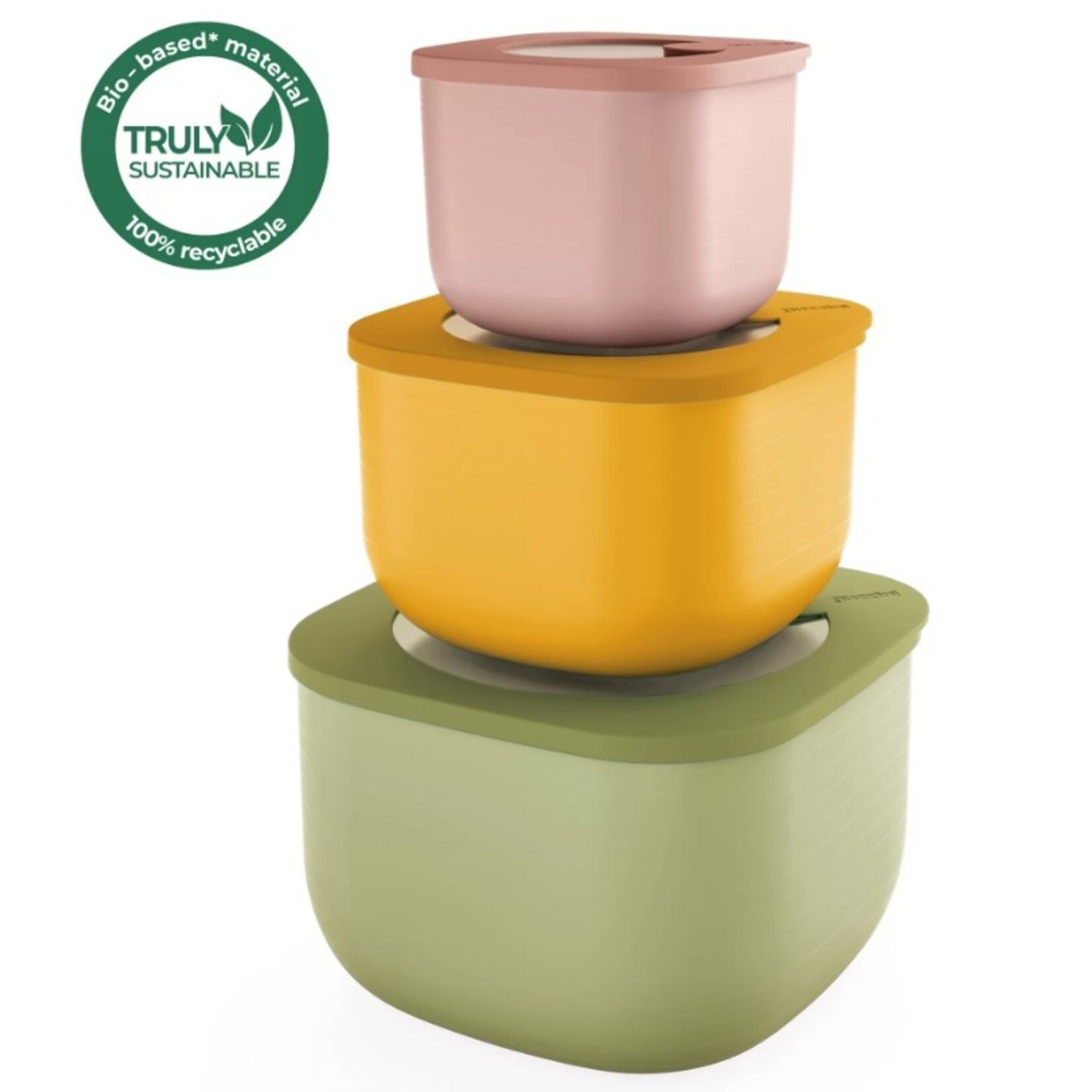 Guzzini Guzzini - STORE&MORE - Lot de 3 - DIEP - boîtes de conservation hermétiques pour réfrigérateur/congélateur/micro-ondes - Vert Jaune Rose