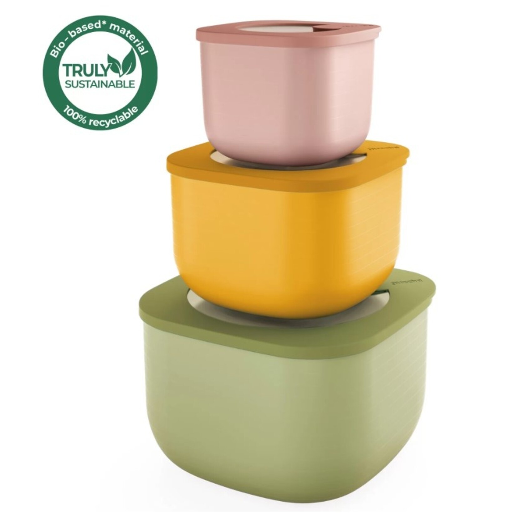 Guzzini Guzzini - STORE&MORE - Lot de 3 - DIEP - boîtes de conservation hermétiques pour réfrigérateur/congélateur/micro-ondes - Vert Jaune Rose