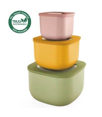 Guzzini Guzzini - STORE&MORE - Lot de 3 - DIEP - boîtes de conservation hermétiques pour réfrigérateur/congélateur/micro-ondes - Vert Jaune Rose