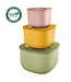 Guzzini Guzzini - STORE&MORE - Lot de 3 - DIEP - boîtes de conservation hermétiques pour réfrigérateur/congélateur/micro-ondes - Vert Jaune Rose