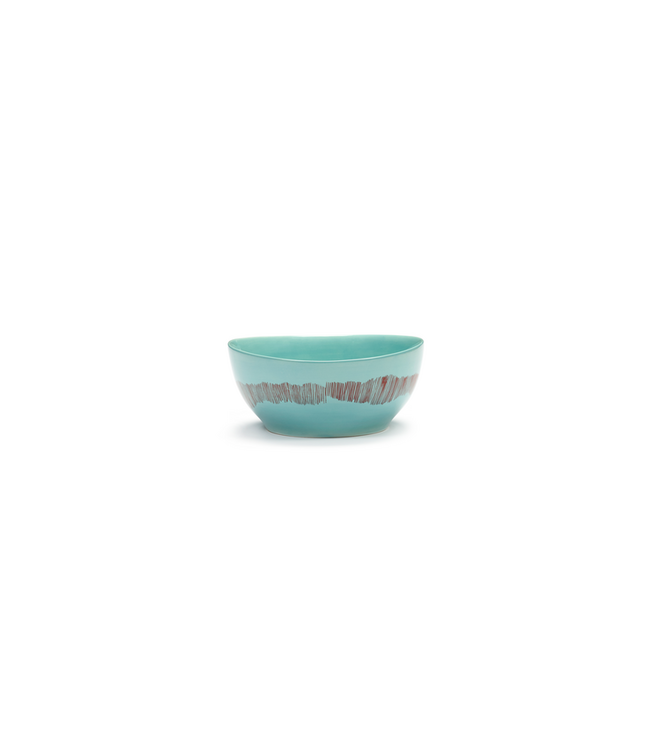 Serax Serax - Ottolenghi - Feast - Bol - 16cm - S - Rayures rouge azur  - lot de 4