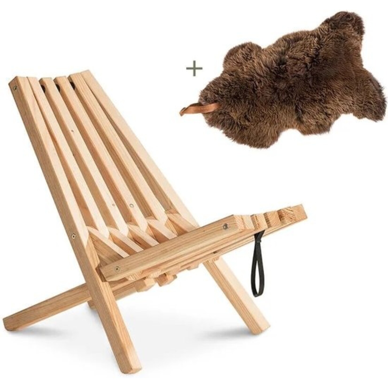 Weltevree Weltevree - Fieldchair - Garden Chair Lounge Chair Outdoor avec  Sheepskin Marron
