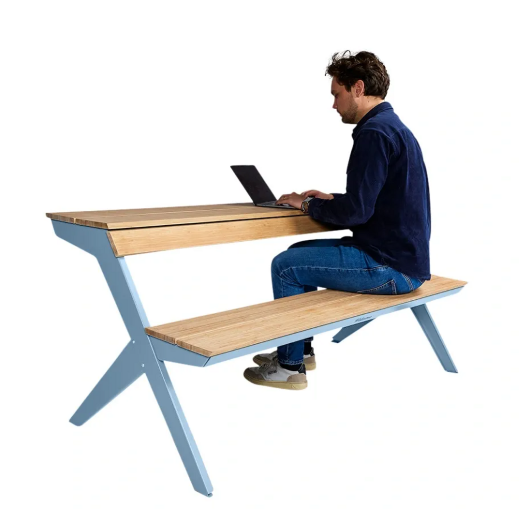Weltevree Weltevree - Tablebench - Table de pique-nique intelligente ou banc avec support dorsal - Bleu pastel