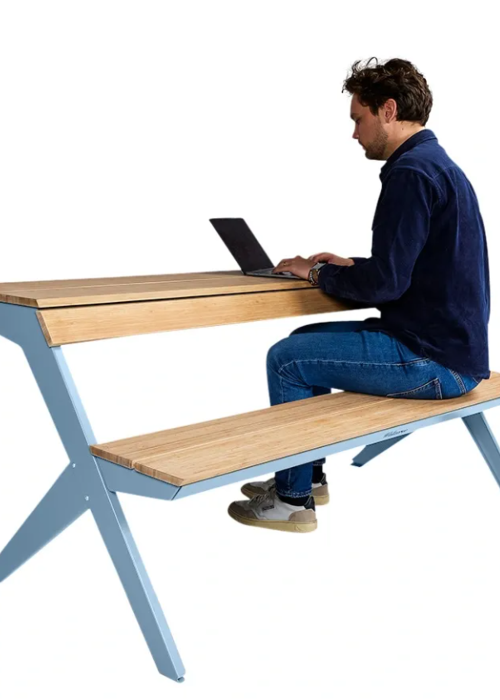 Weltevree Weltevree - Tablebench - Table de pique-nique intelligente ou banc avec support dorsal - Bleu pastel