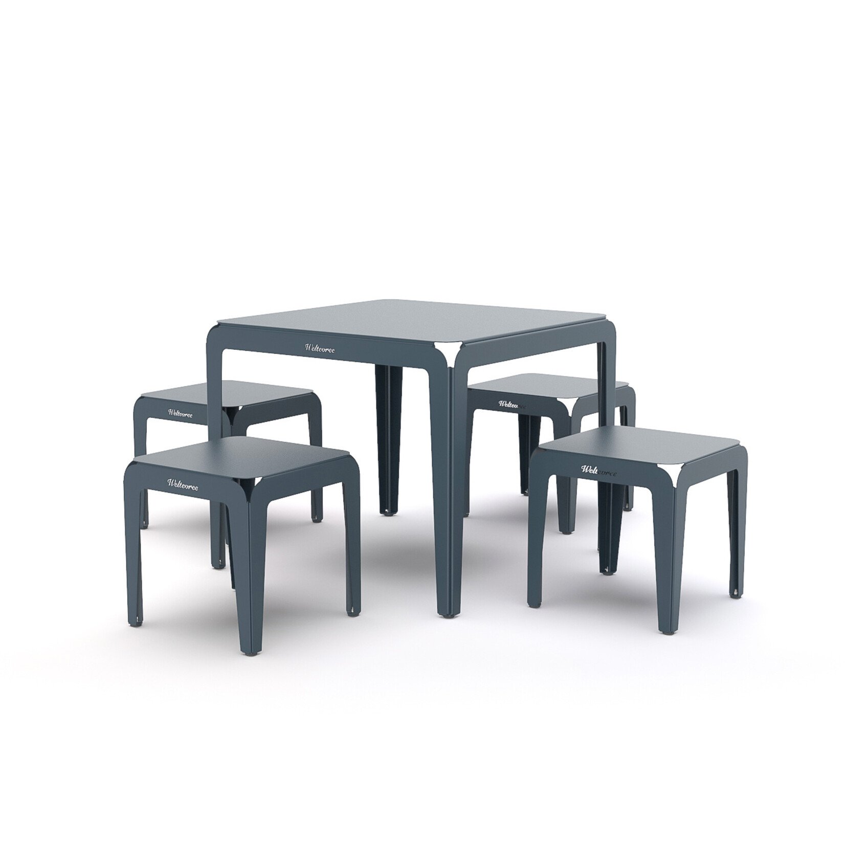 Weltevree Weltevree - Bended Table 90 - Grijs Blauw - Lichtgewicht aluminium tuintafel