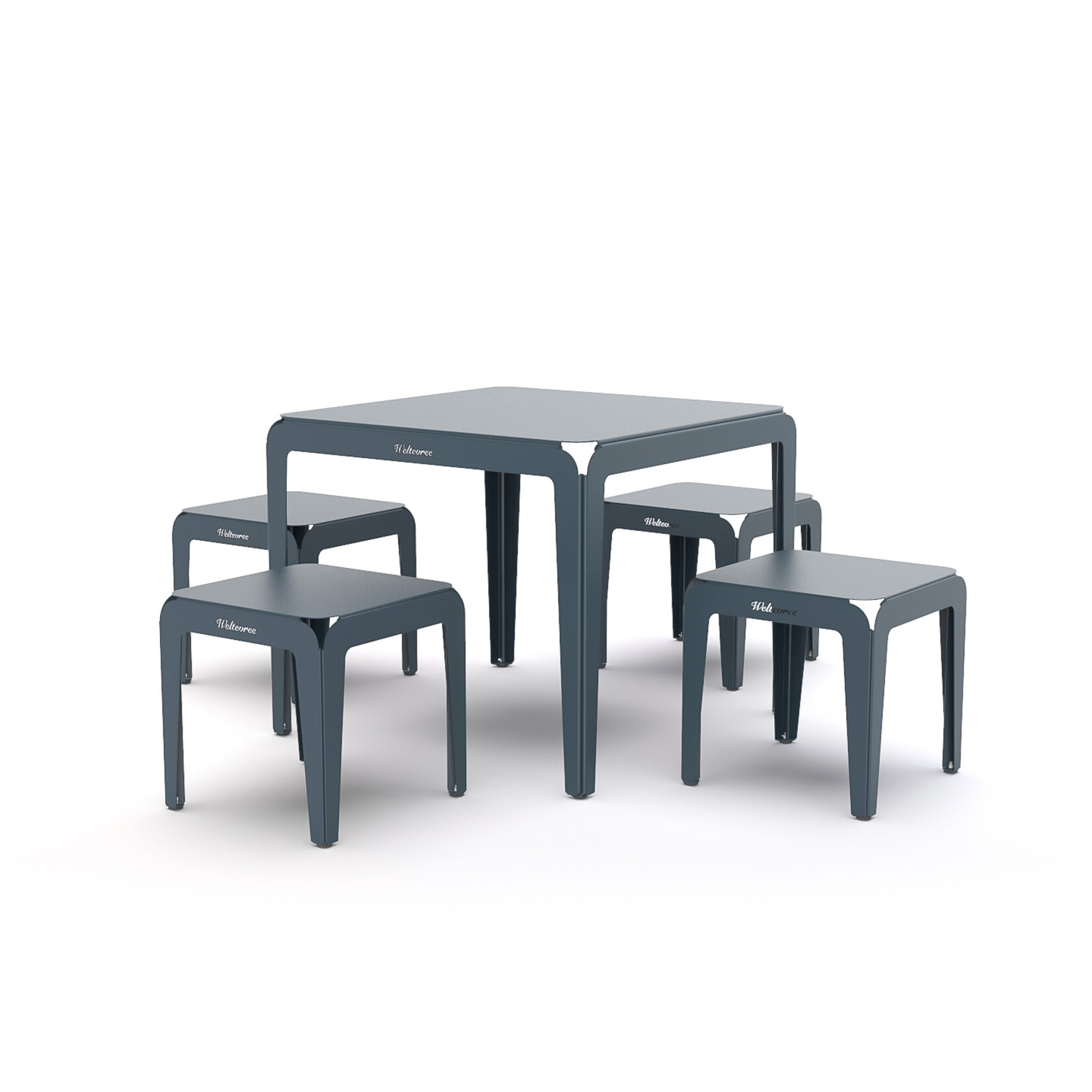 Weltevree Weltevree - Bended Table 90 - Grijs Blauw - Lichtgewicht aluminium tuintafel