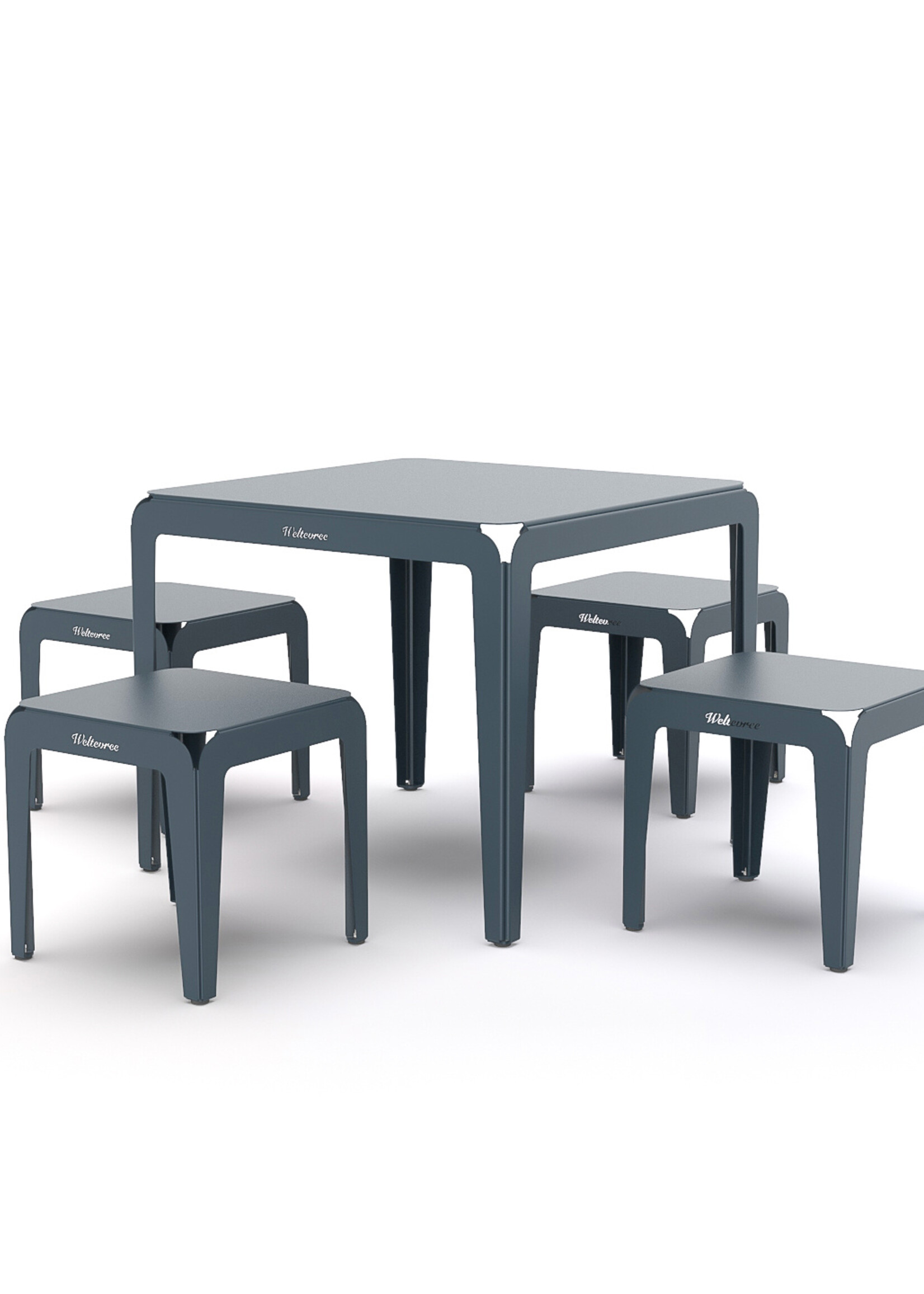 Weltevree Weltevree - Bended Table 90 - Grijs Blauw - Lichtgewicht aluminium tuintafel
