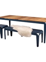 Weltevree Weltevree - Bended Table Wood 220 - Table de jardin en acier avec plateau en bois - Gris Bleu